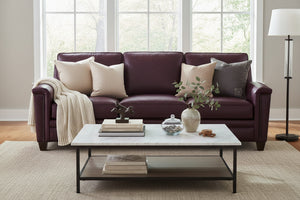 Clifford 88 Inch Transitional Three Cushion Pillow Back Leather Sofa