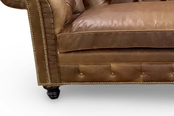 Colburn 94 Inch Chesterfield Single Bench Cushion Tufted Leather Sofa