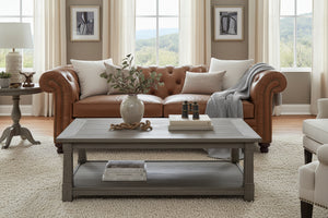 Colburn 94 Inch Chesterfield Two Cushion Tufted Leather Sofa