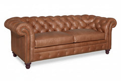 Colburn 94 Inch Chesterfield Two Cushion Tufted Leather Sofa