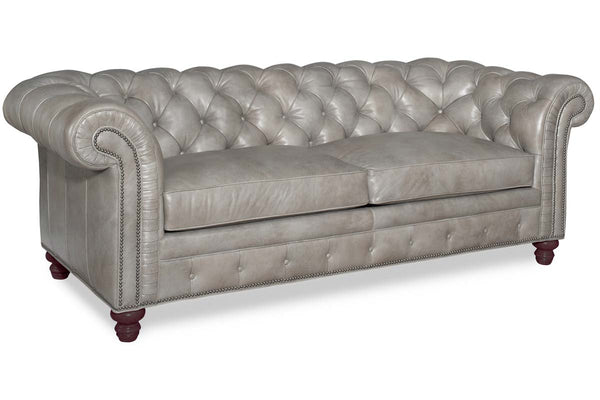 Colburn 94 Inch Chesterfield Two Cushion Tufted Leather Sofa