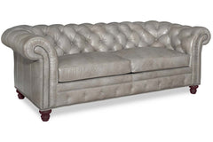 Colburn 94 Inch Chesterfield Tufted Leather Queen Sleeper Sofa