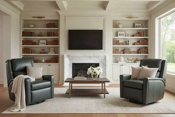 Coleman Power Leather SWIVEL / GLIDER Bustle Pillow Back Recliner