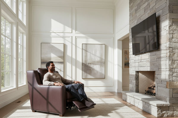 Collins Leather Power "WALL HUGGER" Pillow Back Living Room Reclining Chair