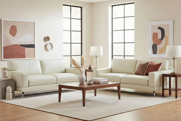 Colson Modern Leather Pillow Back Loveseat