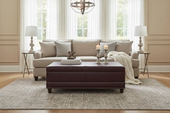 Connolly 54 Inch Leather STORAGE Ottoman With Nails