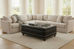 Connolly 54 Inch Leather STORAGE Ottoman With Nails