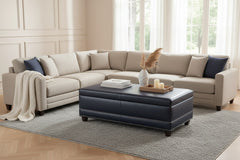 Connolly 54 Inch Leather STORAGE Ottoman With Nails