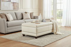 Connolly 54 Inch Leather STORAGE Ottoman With Nails