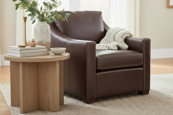Conrad Chocolate "Quick Ship" Leather Living Room Furniture Collection