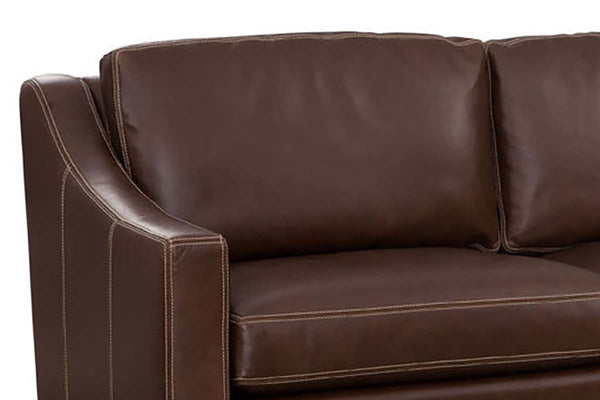 Conrad Chocolate 96 Inch "Quick Ship" Modern Top Grain Leather Pillow Back Sofa