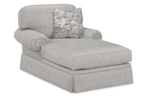 Corinne 8-Way Hand Tied Traditional Fabric Pillow Back Rolled Arm Chaise With Skirt