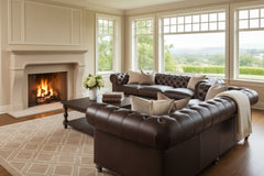 Cornelius 118 Inch Quick Ship Chesterfield Leather Sofa