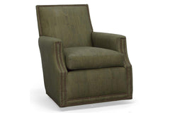 Crane SWIVEL Leather Tight Back Accent Chair