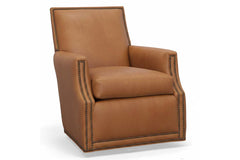 Crane SWIVEL Leather Tight Back Accent Chair