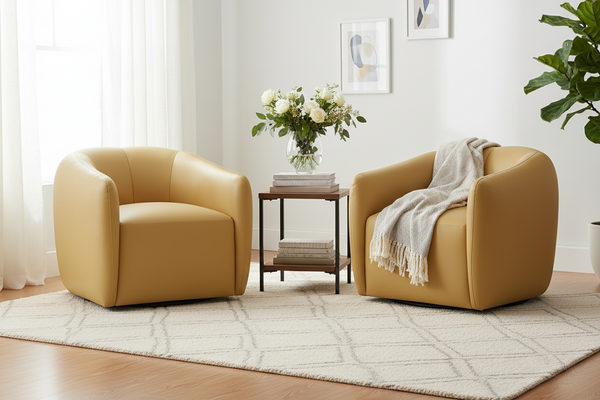 Darrin Contemporary Leather Swivel Accent Chair