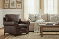 Davis Traditional Rolled Arm Leather Club Chair