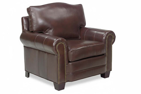 Davis Traditional Rolled Arm Leather Club Chair