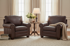 Davis Traditional Rolled Arm Leather Club Chair