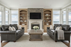 Davis 83 Inch Traditional Leather Pillowback Sofa