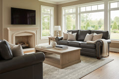 Davis 83 Inch Traditional Leather Pillowback Sofa