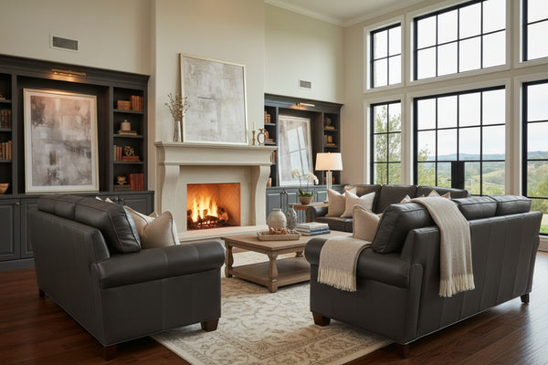 Davis 83 Inch Traditional Leather Pillowback Sofa