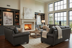 Davis 83 Inch Traditional Leather Pillowback Sofa