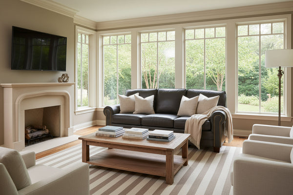 Davis Classic Rolled Arm Leather Apartment Size Sofa Collection