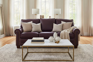 Davis 83 Inch Traditional Leather Pillowback Sofa