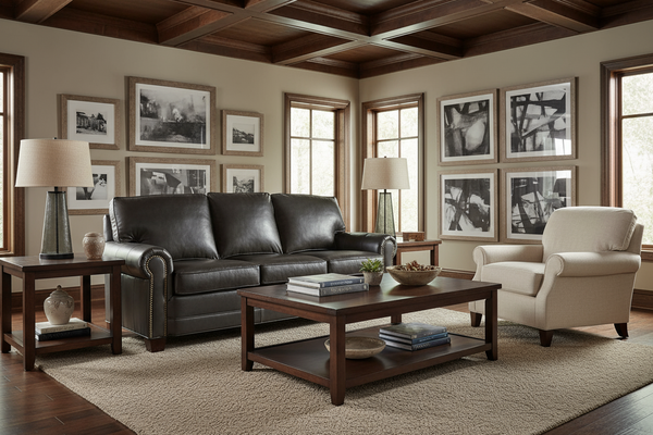 Davis Classic Rolled Arm Leather Apartment Size Sofa Collection