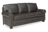 Image of Davis 83 Inch Traditional Leather Pillowback Sofa