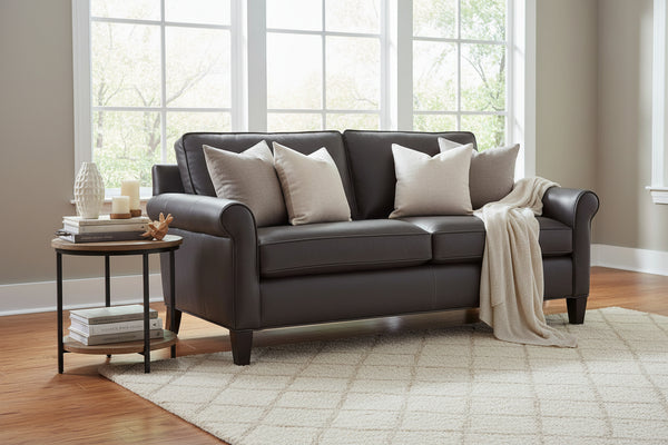 Declan 72 Inch Apartment Size Rolled Arm Pillow Back Sofa