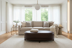 Delaney 60 Inch Long Large Upholstered Oval Ottoman Bench