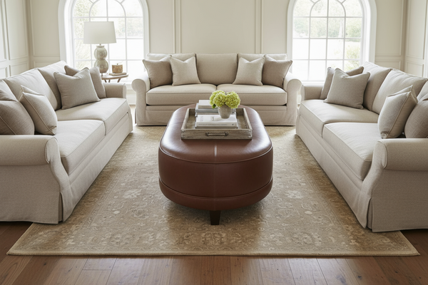 Delaney 60 Inch Long Large Upholstered Oval Ottoman Bench