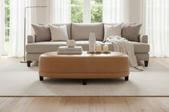 Delaney 60 Inch Long Large Upholstered Oval Ottoman Bench