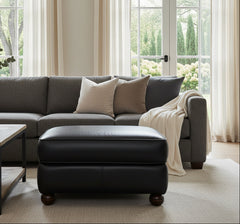 Desmond Leather Footstool Ottoman