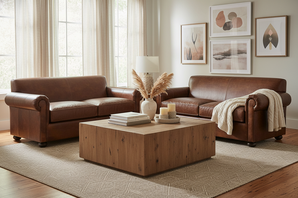 Desmond Leather Tight Back Loveseat