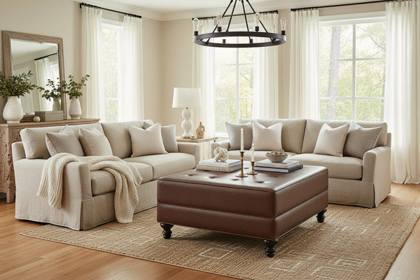 Devon 34 Inch Square Large Ottoman Storage Bench