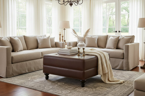 Devon 34 Inch Square Large Ottoman Storage Bench