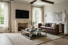 Devonshire 86 Inch Tufted Two Cushion Leather Sofa