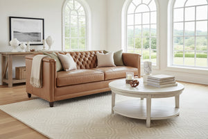 Devonshire 86 Inch Tufted Two Cushion Leather Sofa