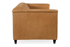 Devonshire 86 Inch Tufted Bench Cushion Leather Sofa