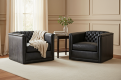 Devonshire Tufted SWIVEL Leather Club Chair