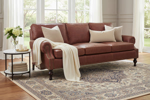 Dewey 90 Inch Oversized Rustic Leather Sofa