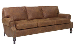 Dewey 90 Inch Oversized Rustic Leather Sofa