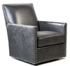 Image of Pearson Black SWIVEL "Quick Ship" Track Arm Tight Back Leather Chair