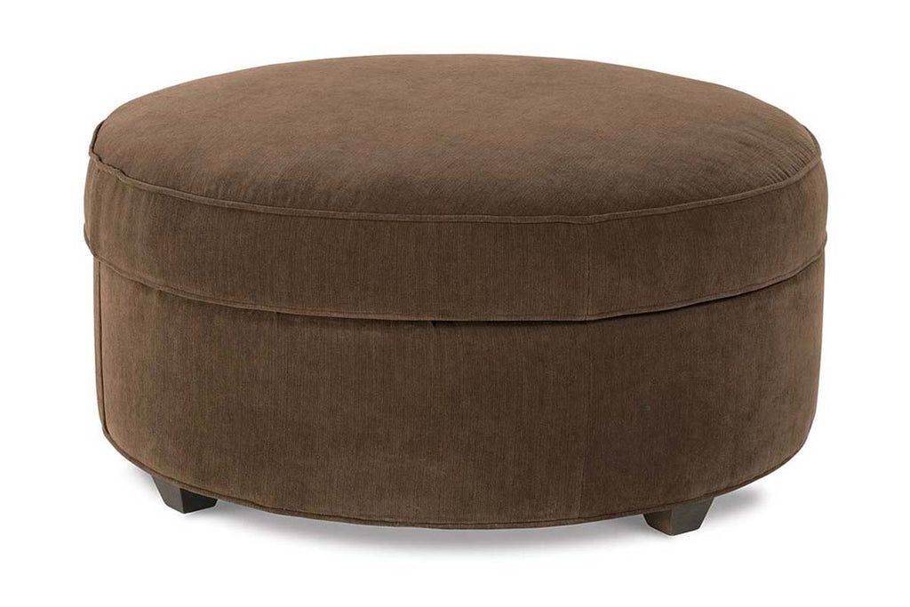 Dexter 36 Inch Round Large Fabric Upholstered Storage Ottoman