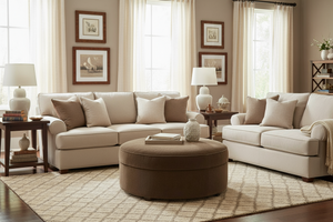 Dexter 36 Inch Round Large Fabric Upholstered Storage Ottoman