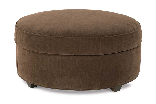 Dexter 36 Inch Round Large Fabric Upholstered Storage Ottoman