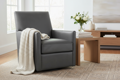 Pearson Gray SWIVEL "Quick Ship" Track Arm Tight Back Leather Chair